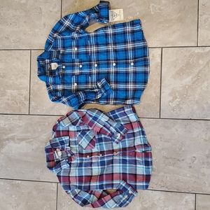 Set of flannel plaid button-down shirts for boys size 5t